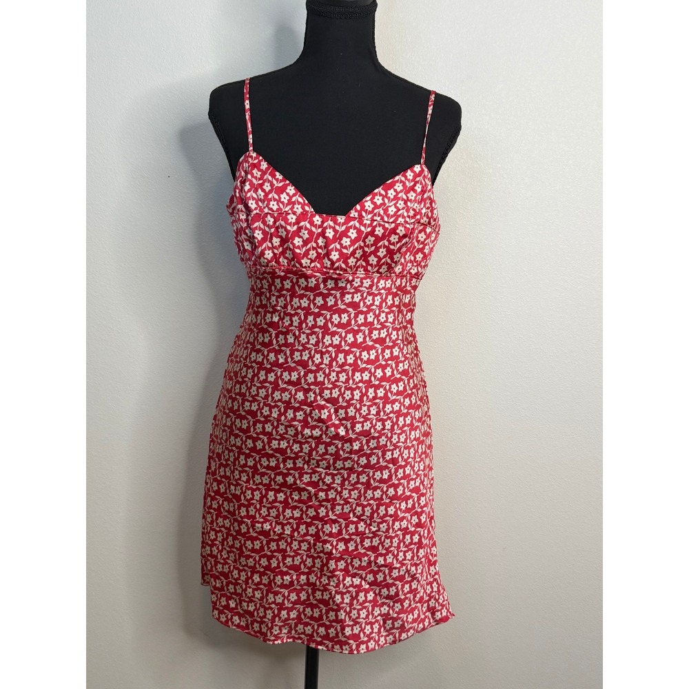 Red Floral Mini Dress - Spaghetti Strap